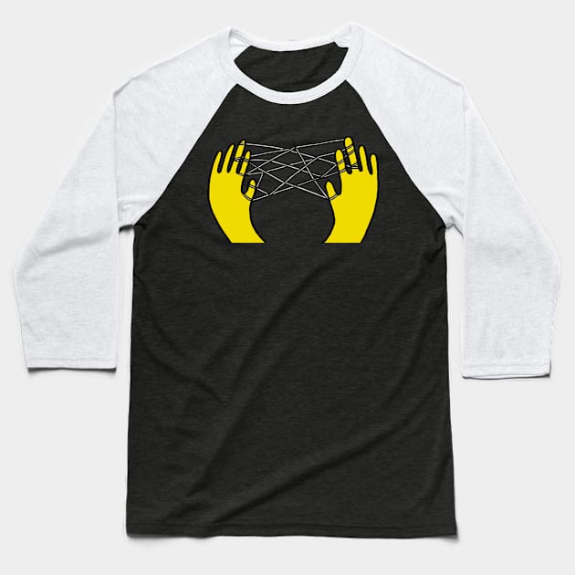 Yellow Cats Cradle Baseball T-Shirt by evannave